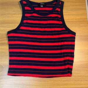 Ambiance Navy and Red Striped Top